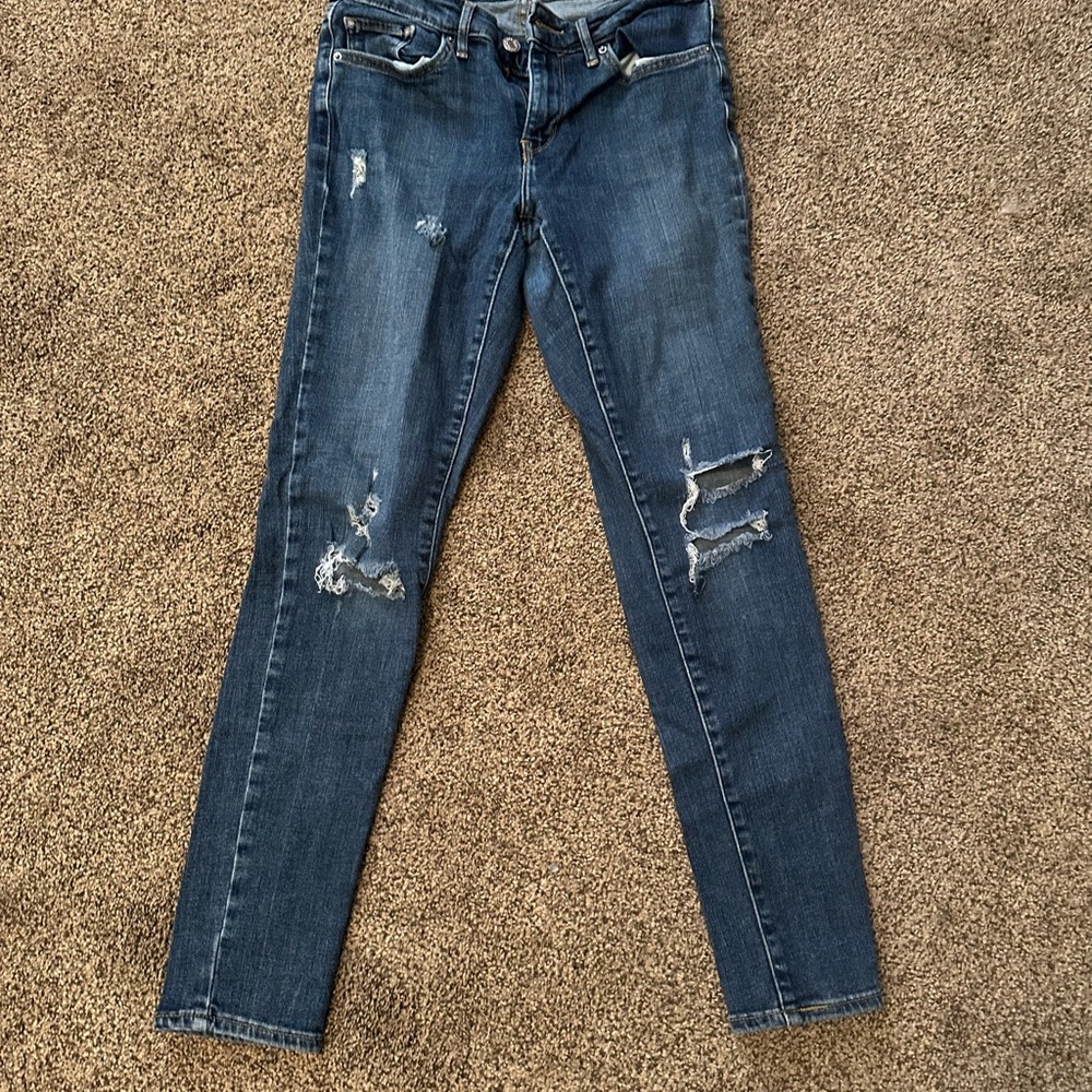 Levi's Dark Blue Distressed Skinny Jeans